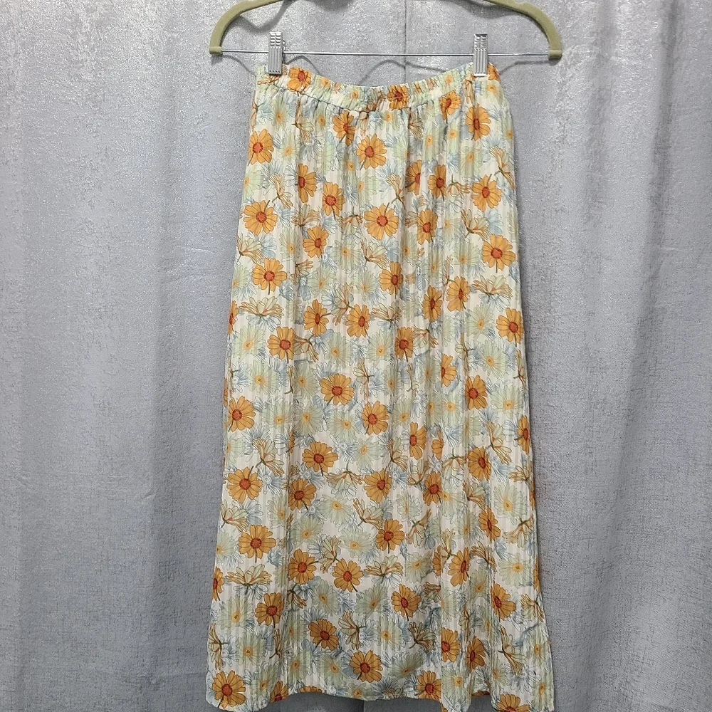 Hayden A-Line Midi Floral Skirt Casual‎ Resort Wear Sz M Lined